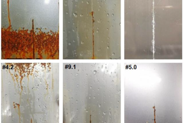 Salt spray test, sample comparison of the layer with epoxy clear coat